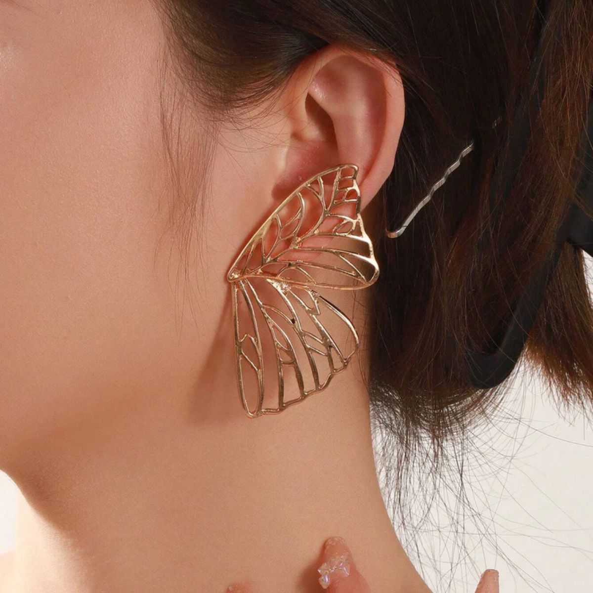 TITLIYA TITLI-002 – Gold Plated Butterfly Hoop Earrings (Premium)