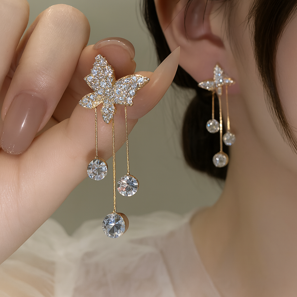 TITLIYA TITLI-007 – Butterfly Dangle Earrings (Korean Style)