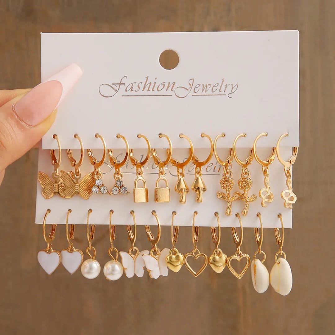 TITLIYA TITLI-036 – Butterfly shape Earring Collection combo (12 Pairs)