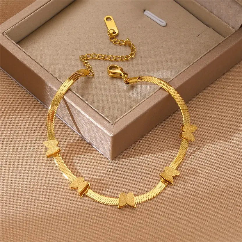 TITLIYA TITLI-025 – Gold Glitter Butterfly Chain Bracelet