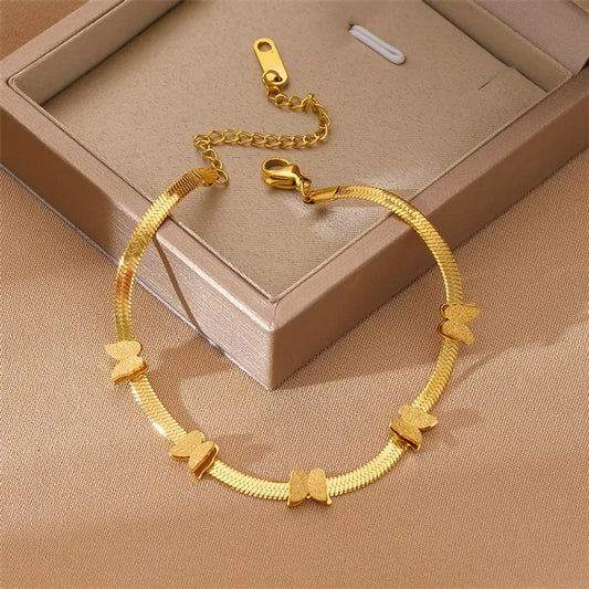 TITLIYA TITLI-025 – Gold Glitter Butterfly Chain Bracelet