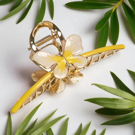 TITLIYA TITLI-049 – Gold and Yellow Butterfly Hair Claw Clip for Women