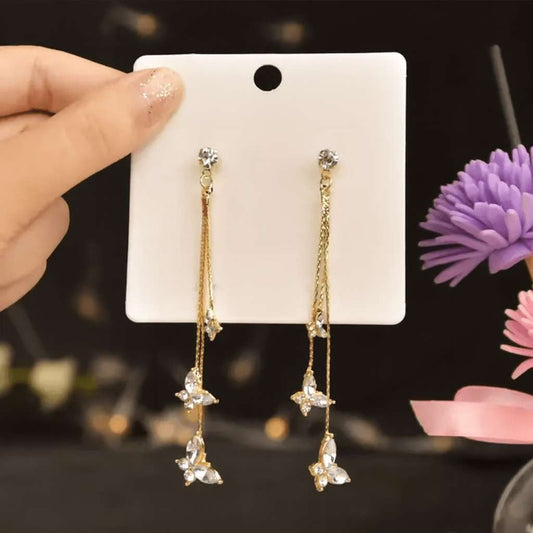 TITLIYA TITLI-041 – Golden Tassel Butterfly Drop Earrings Korean Style