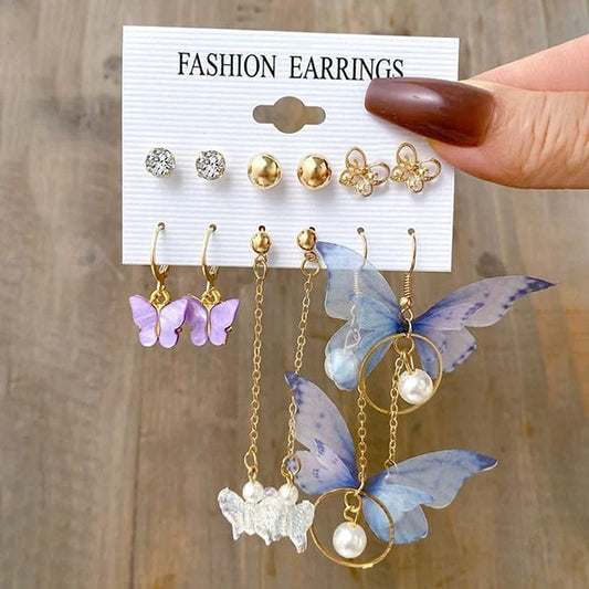 TITLIYA TITLI-035 – Korean Butterfly Drop Earring set of 6