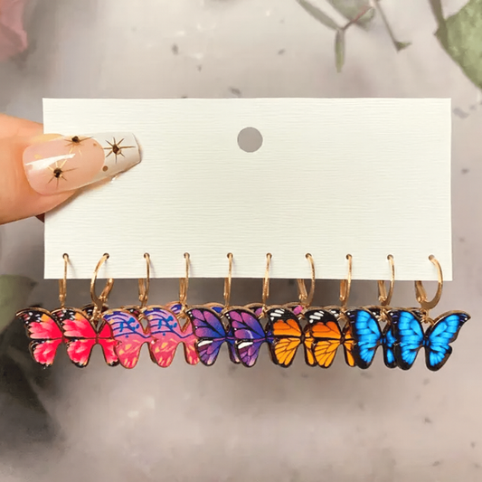 TITLIYA TITLI-010 – Multi-Colour Korean-Style Butterfly Stud Earrings (Set of 5)