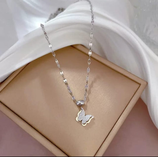 TITLIYA TITLI-019 – Silver Butterfly Pendant Necklace