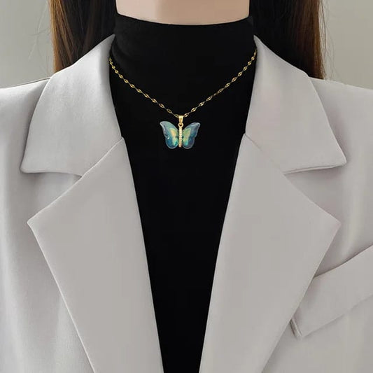 TITLIYA TITLI-023 – Vibrant Blue Winged Butterfly Necklace