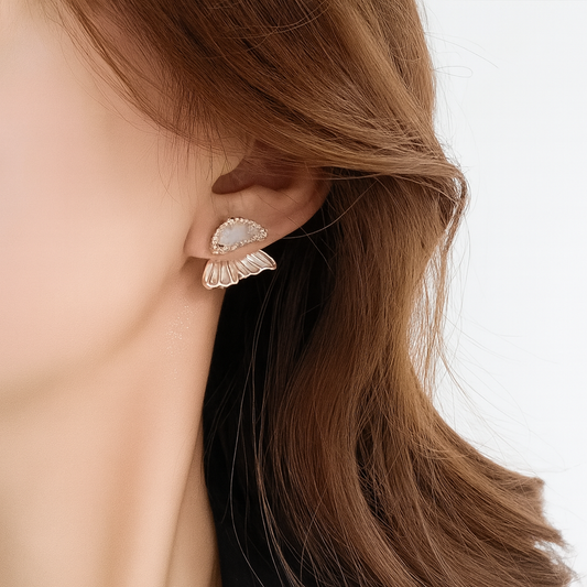 TITLIYA TITLI-004 – White Pearl Butterfly Stud Earrings (Elegant)