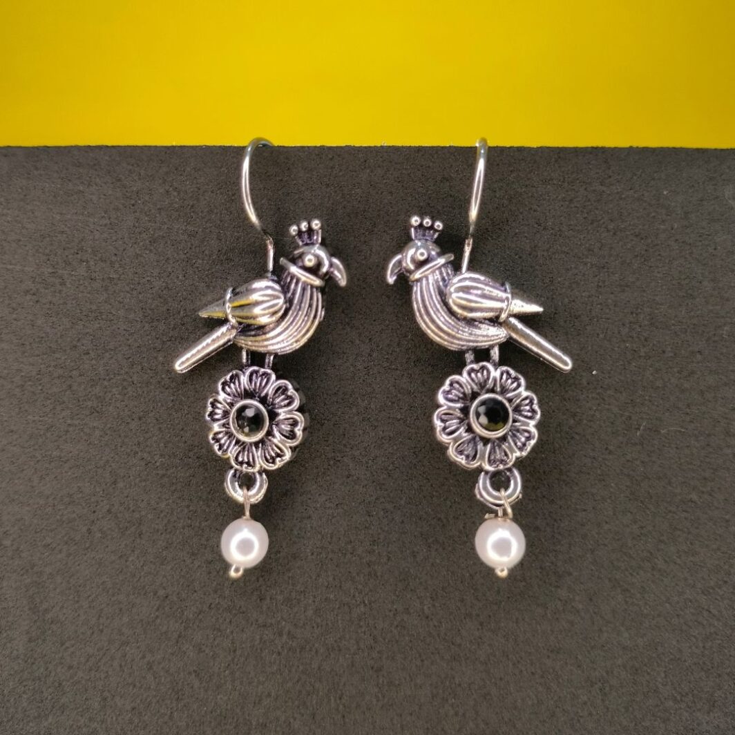 Artificial Black Stone Parrot Earrings for Women Girls