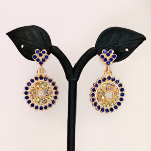 Blue Chandbali Drop Earrings