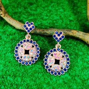 Blue Chandbali Drop Earrings