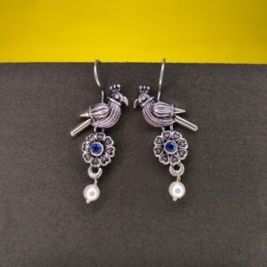 Bluestone Parrot Earrings with Hanging Bird Earrings