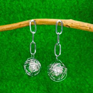 Buy Stainless Steel Triple Link Birdcage Dangler Earrings