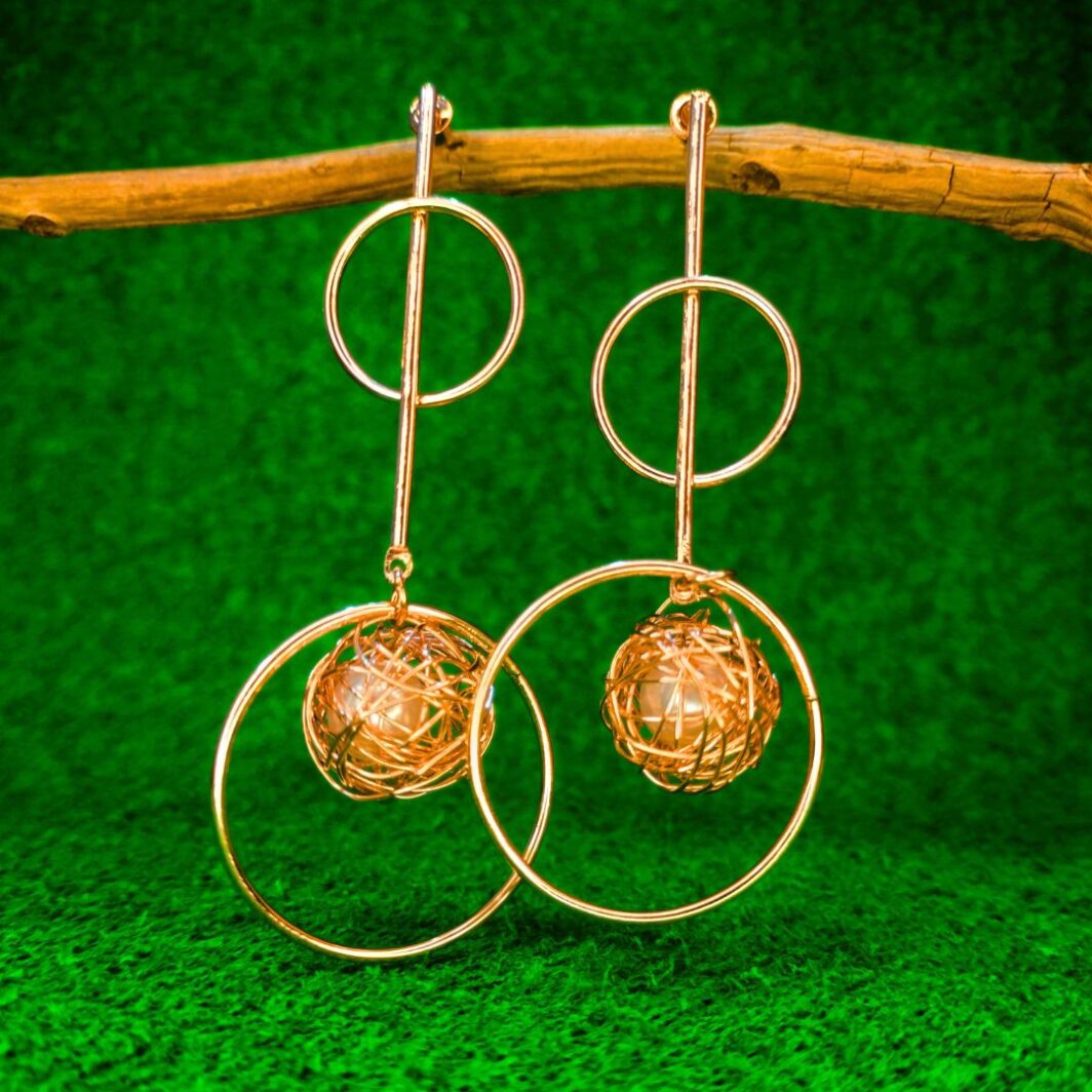 Concentric Two Circles Drop Earrings Online in India