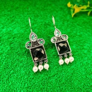 Contemporary Black Drop Earrings for Women Girls