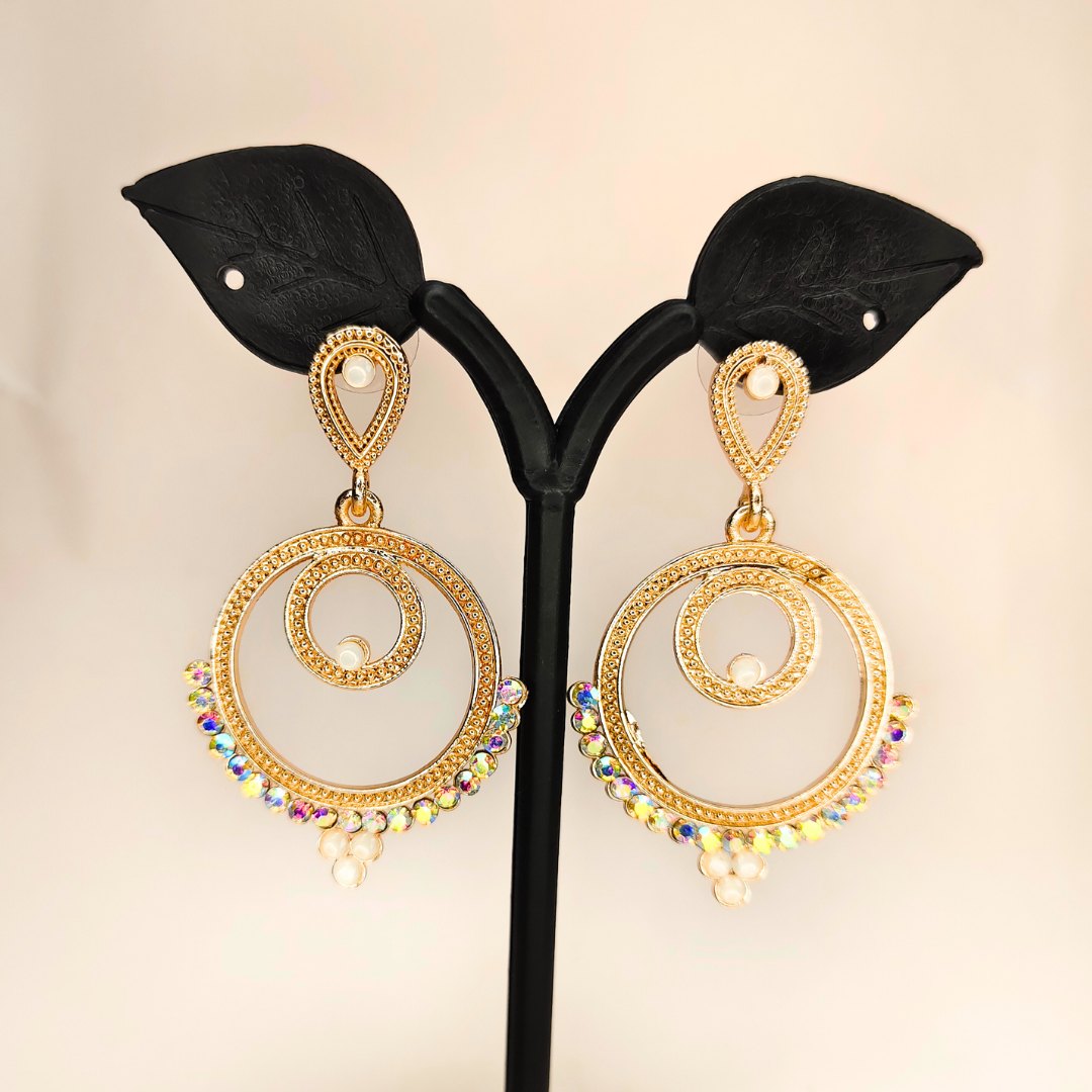 Gold-Pated Chandbali Earrings