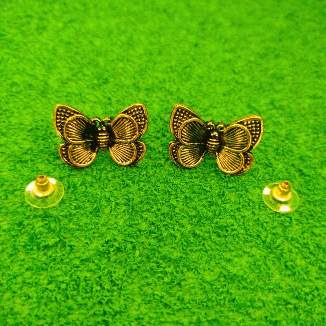 Gold Plated Butterfly Shaped Stud Earrings for Women Girls 2