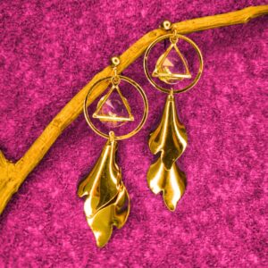 Gold Plated Triangle Design Long Leaf Earring Beautiful and Attractive jc223