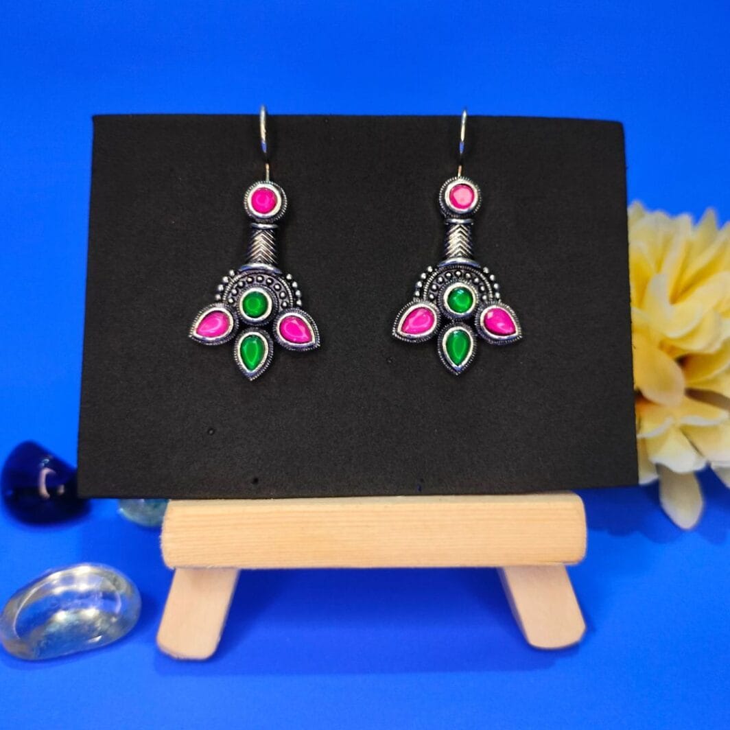 Green & Pink Color Drop Earrings - 100% Original Products