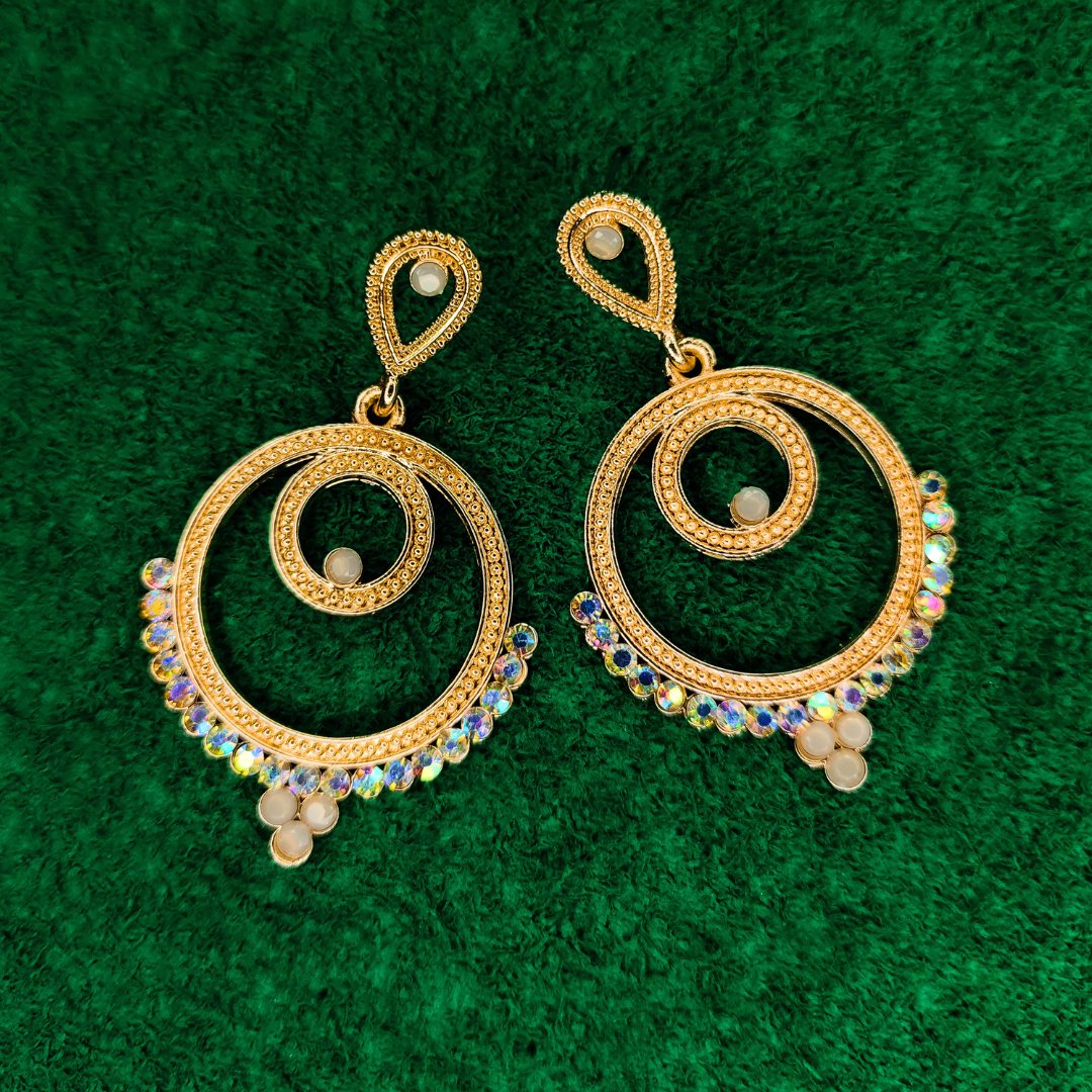 Grey Chandbali Drop Earrings