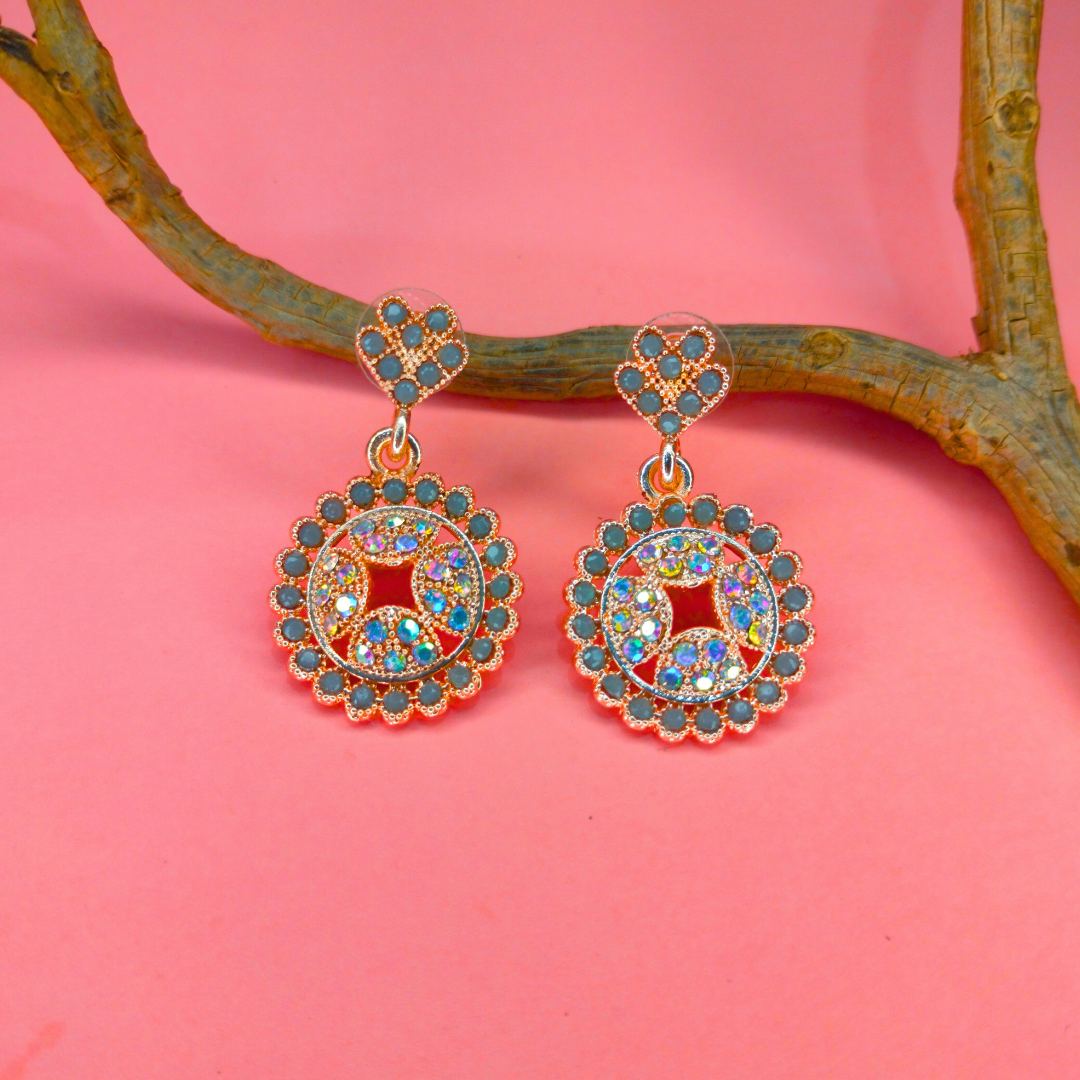 Grey Chandbali Drop Earrings for Women