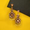 Light Brown Long Gold Plated Drop Danglers for Women & Girls - Light Brown