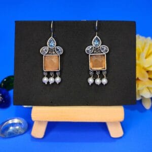 Light Yellow Pearl Drop Earrings for Women in India