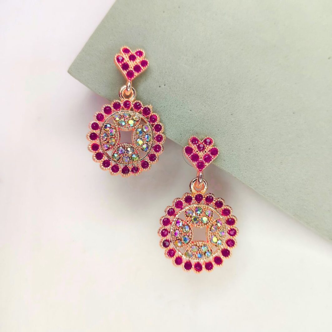 Maroon Chandbali Drop Earrings