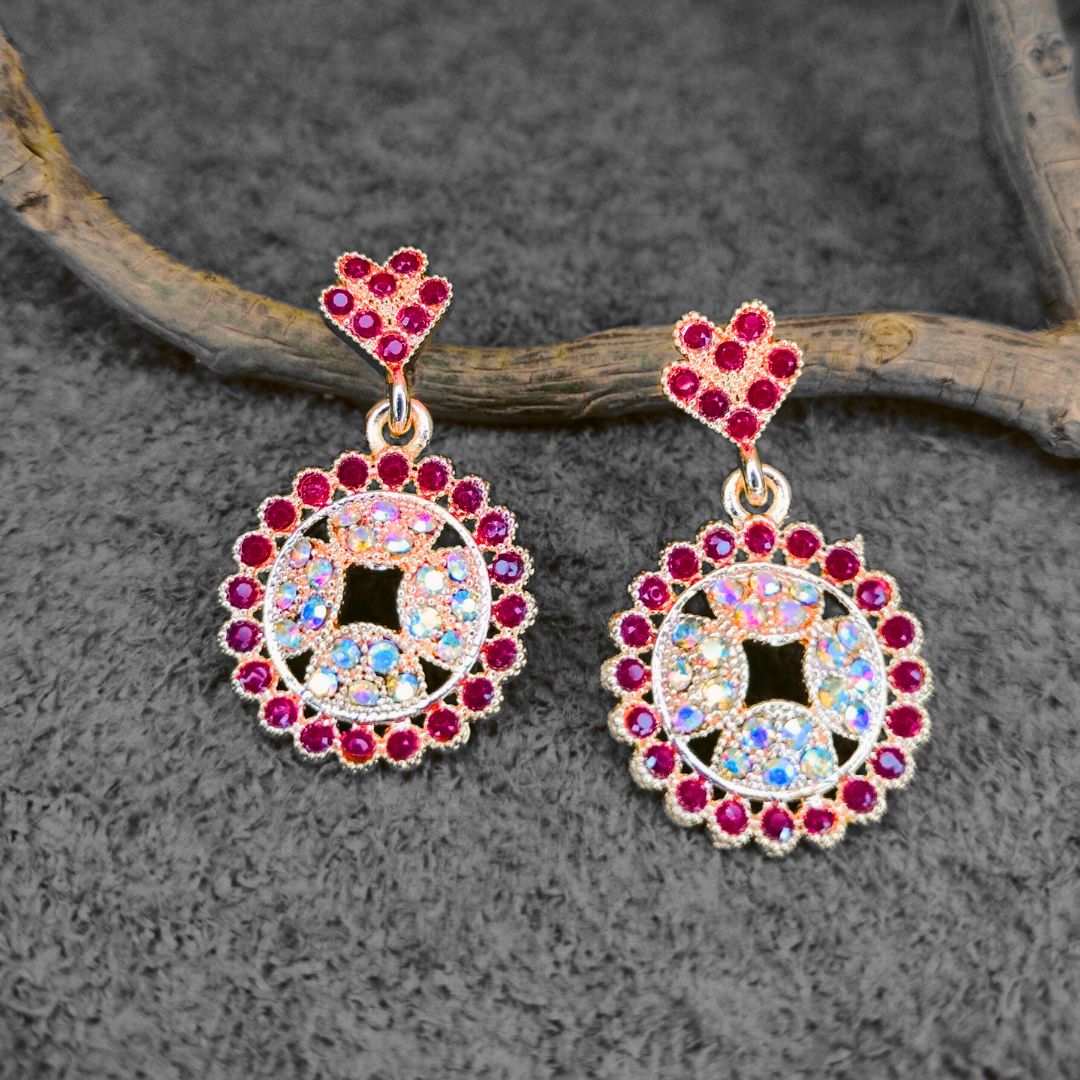 Maroon Chandbali Drop Earrings