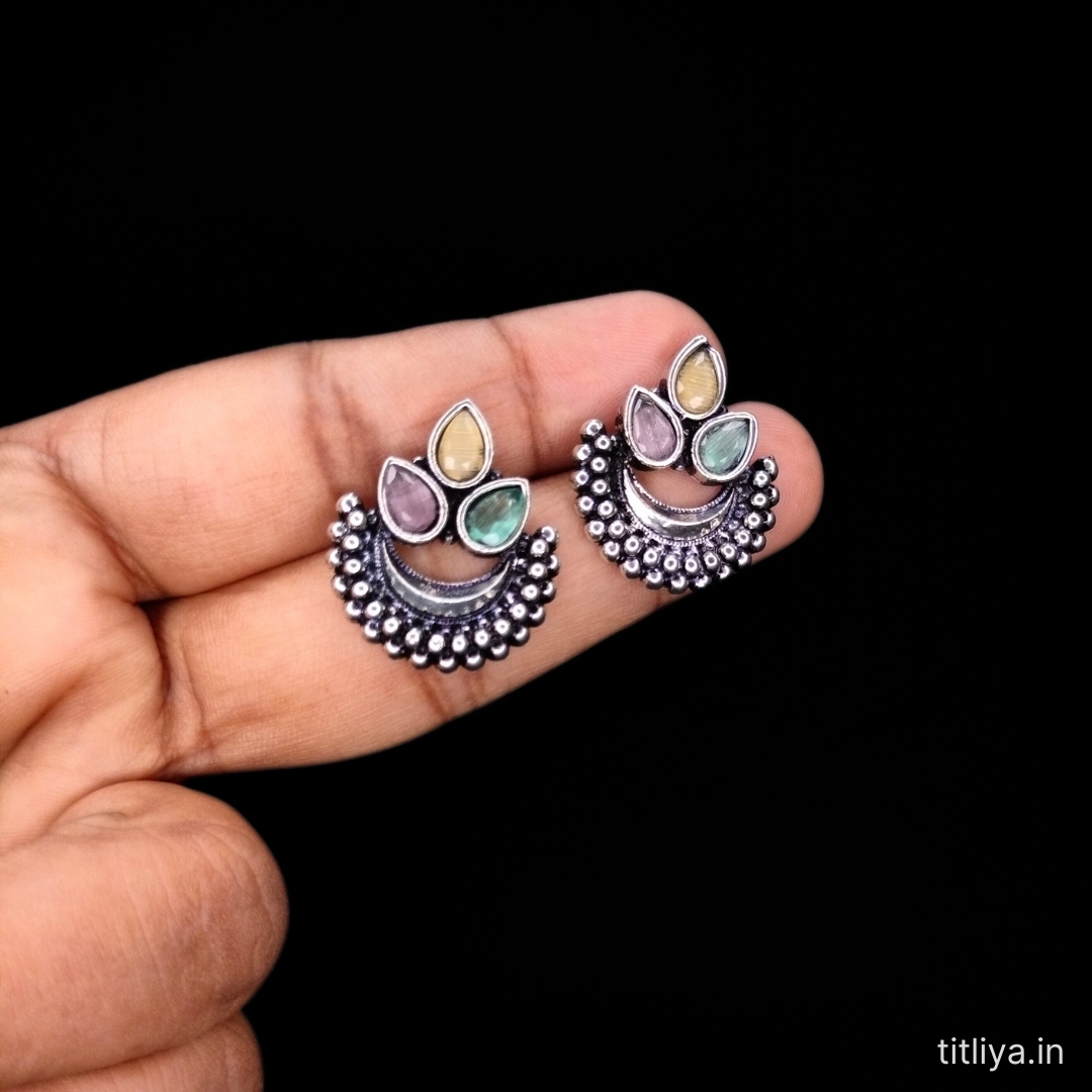 Multi Coloured Contemporary Stud Earrings for Women Modern Design