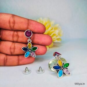 Multi Coloured Flower Drop Earrings Unique Style by Titliya