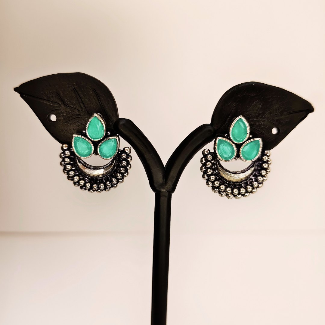 Oxidised Mint Green Stud Earrings