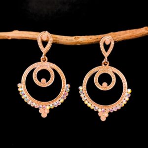 Peach Chandbali Drop Earrings