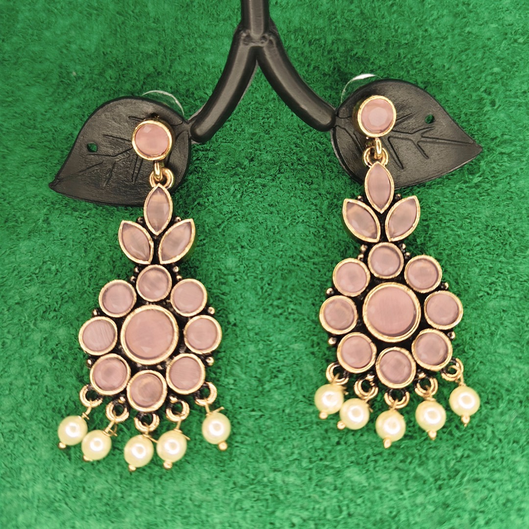 Peach Chandbali Drop Danglers