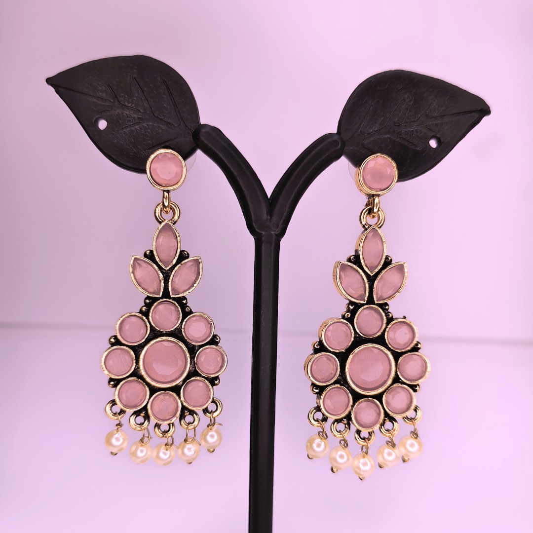 Peach Chandbali Drop Danglers