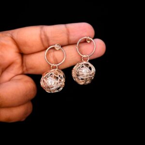 Pearl Wrapped in Rose Gold Wire Drop Earrings