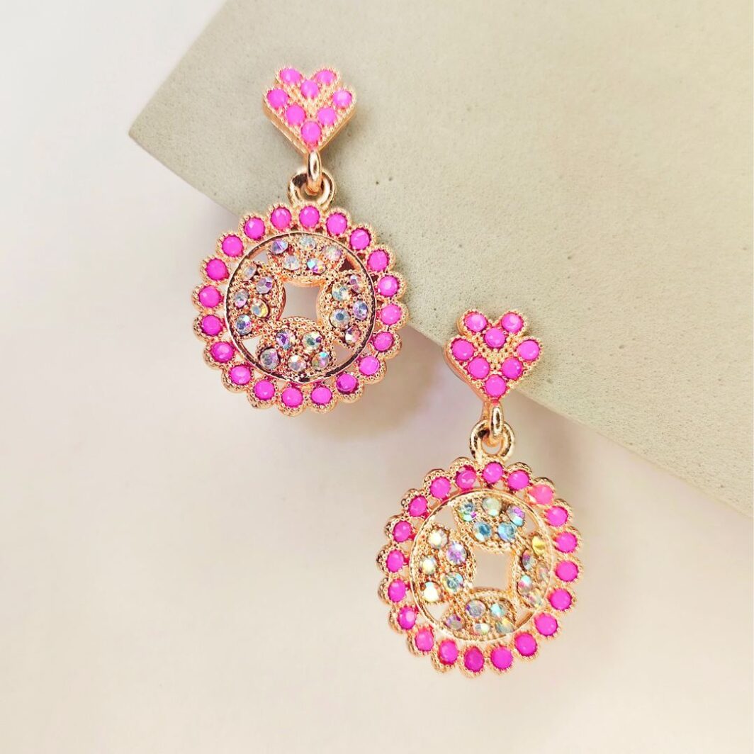 Pink Chandbali Drop Earrings