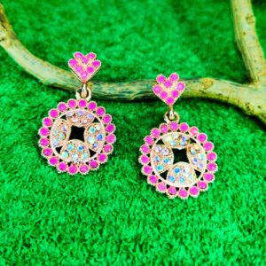 Pink Chandbali Drop Earrings