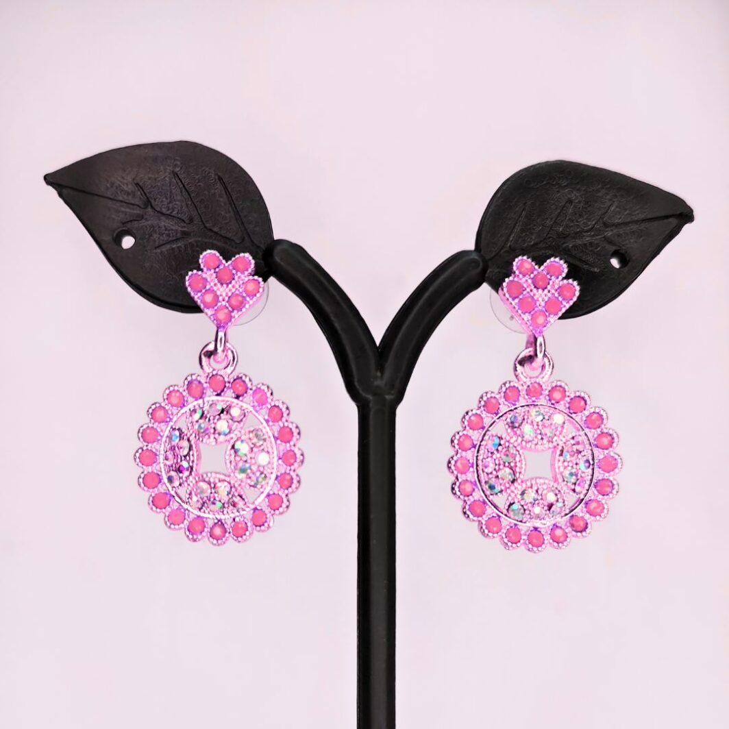 Pink Chandbali Drop Earrings