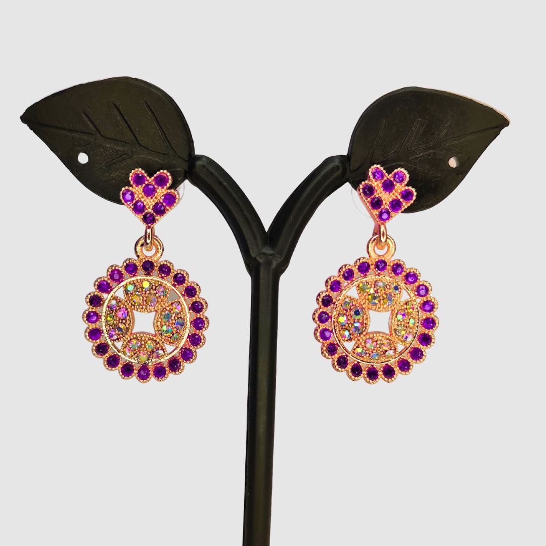 Purple Chandbali Drop Earrings