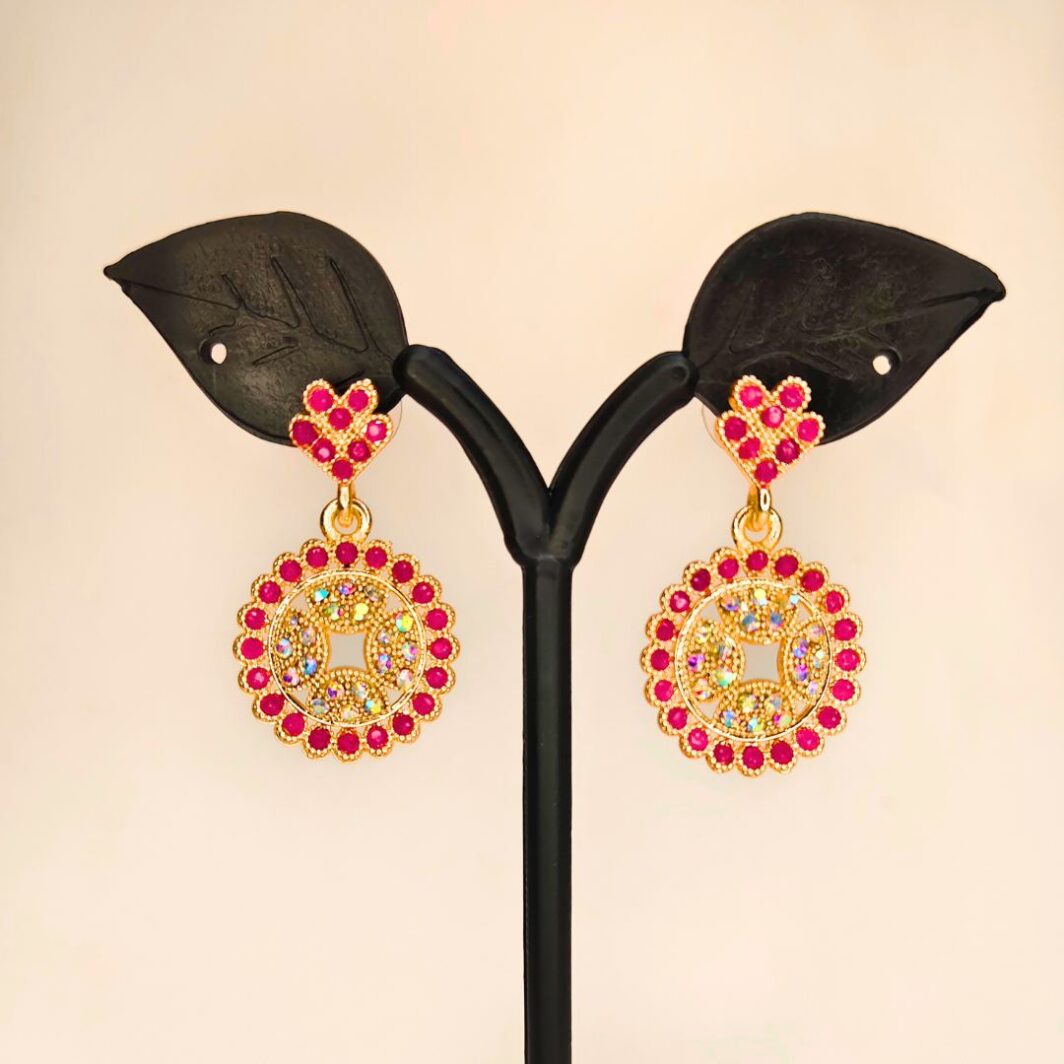 Red Chandbali Drop Earrings