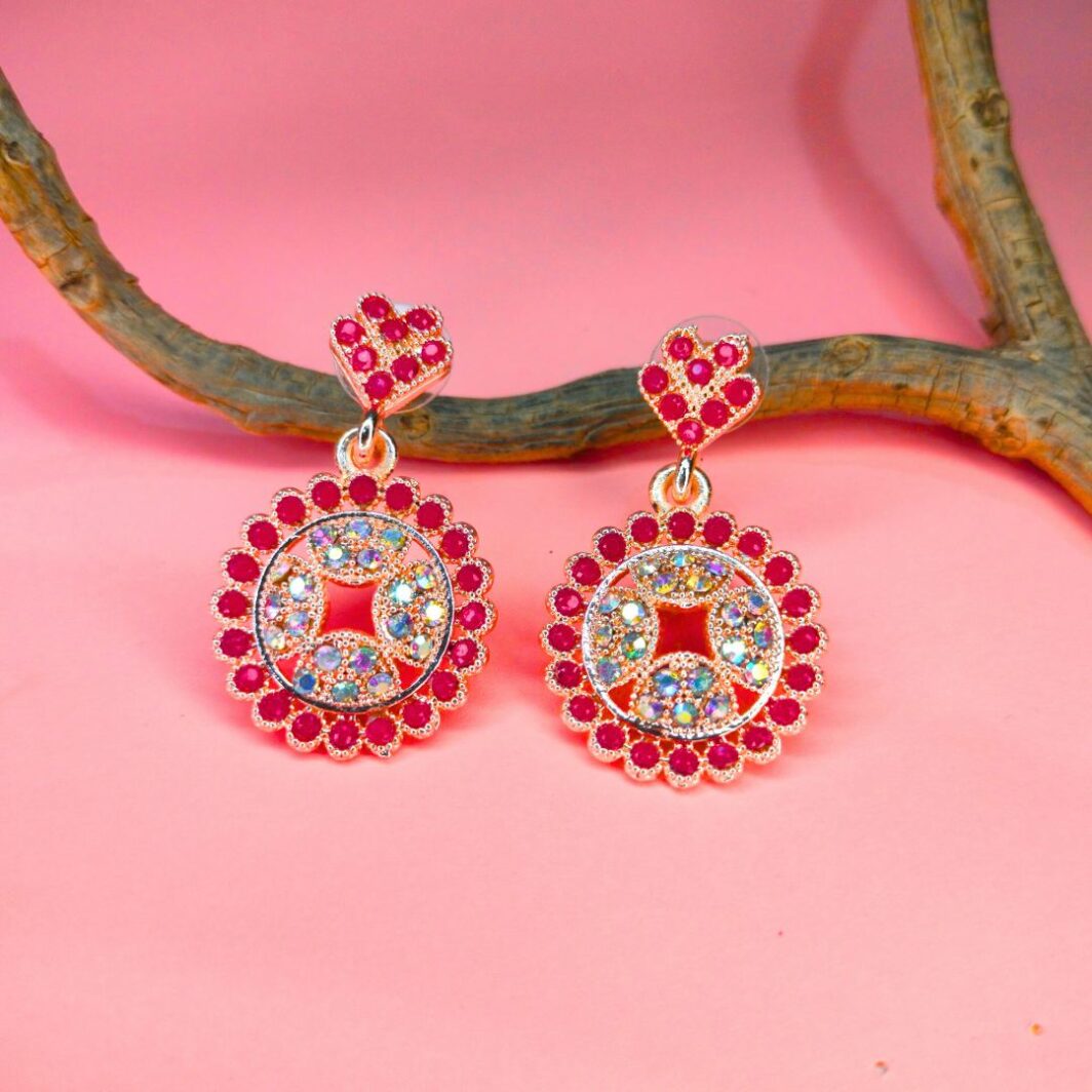 Red Chandbali Drop Earrings