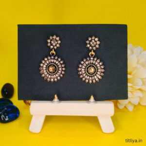 Shop Stunning Golden Chandbali Jhumka Earrings with American Diamonds