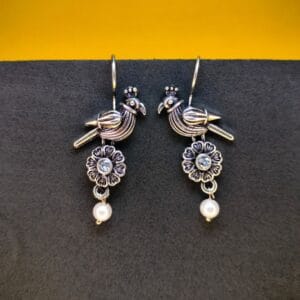 Silver Diamond Bird Hanging Earrings Womens Earrings Jewellery