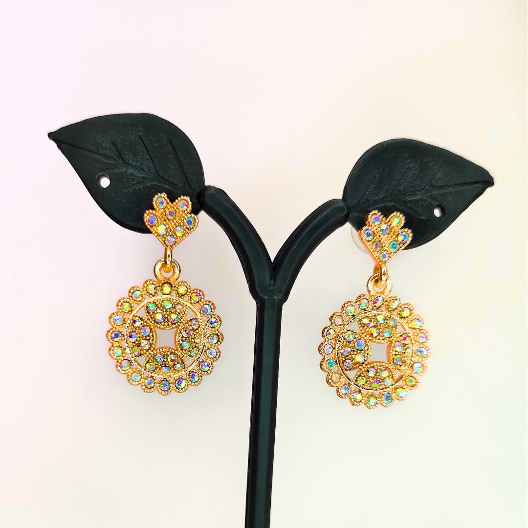 Silver Diamond Chandbali Drop Earrings