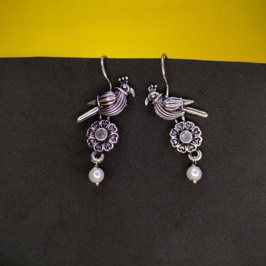 Silver Plated Greystone Bird Earrings for Women Girls