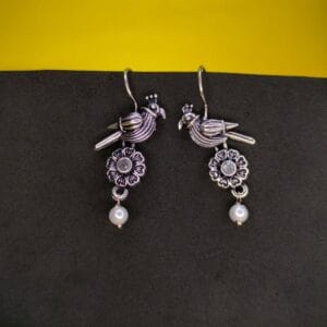 Silver Plated Greystone Bird Earrings for Women Girls