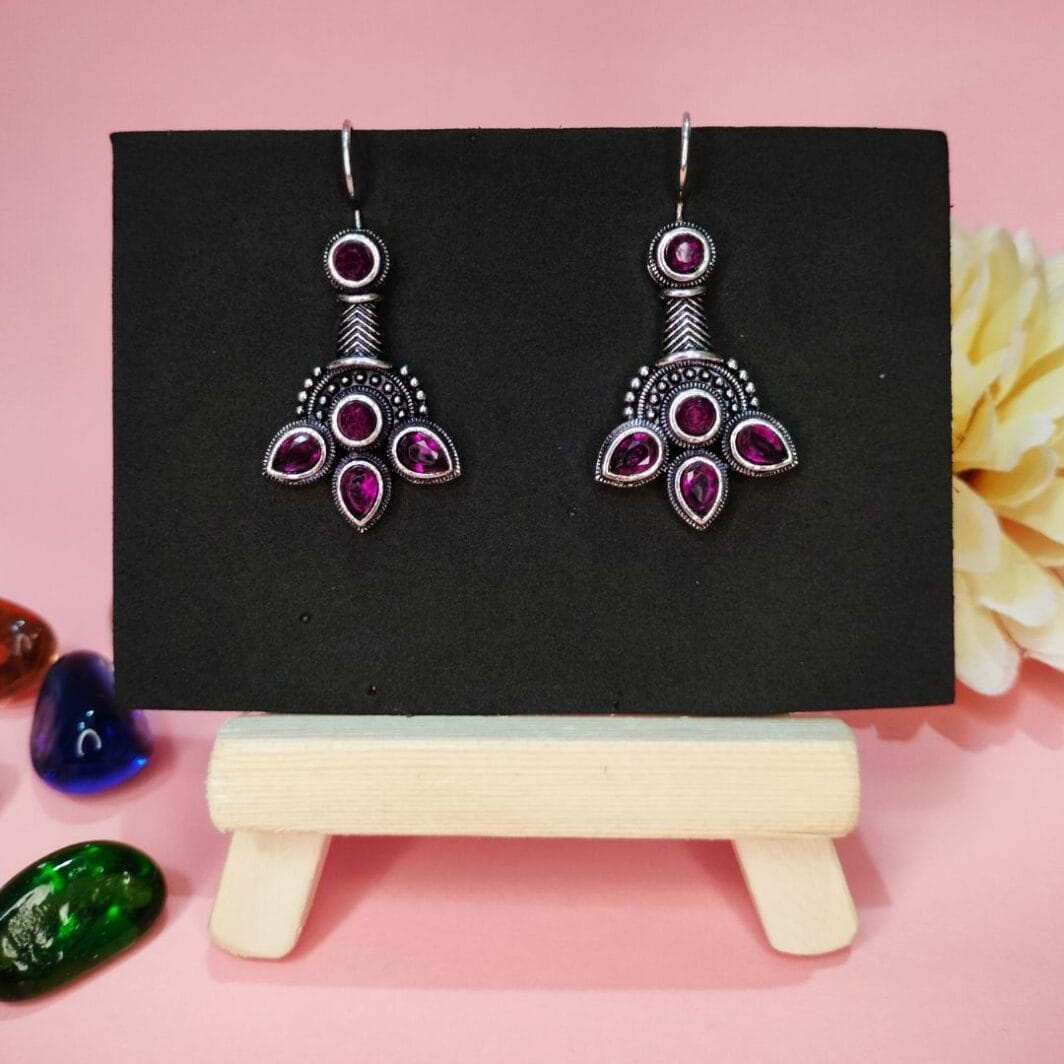 Stunning Western and Ethnic Dark Purple Drop Earrings