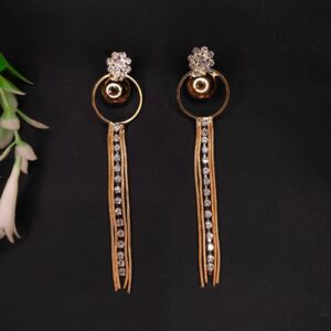 Western Gold Plated Tassel Dangler Earrings For Women JC216