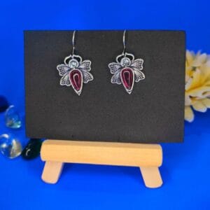 Wine Red Shining Butterfly Earrings